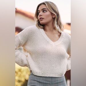 La hearts cropped knit sweater size medium